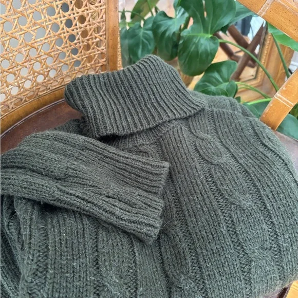 Cozy Olive Green Turtleneck Sweater with a Wool and Alpaca Blend - Picture 2 of 8
